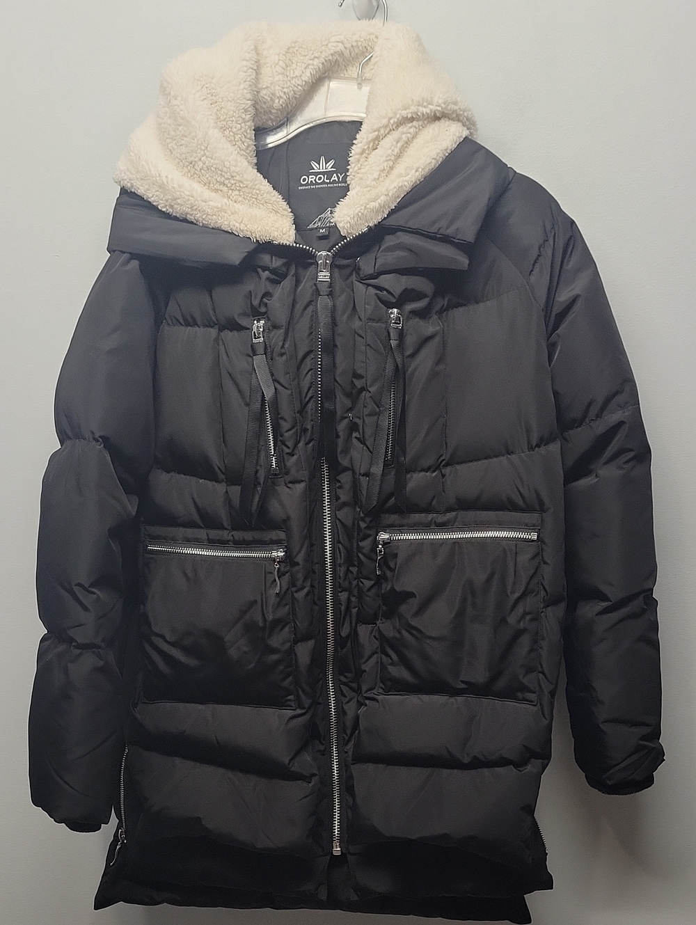 OROLAY black down puffer warm winter coat size Medium
